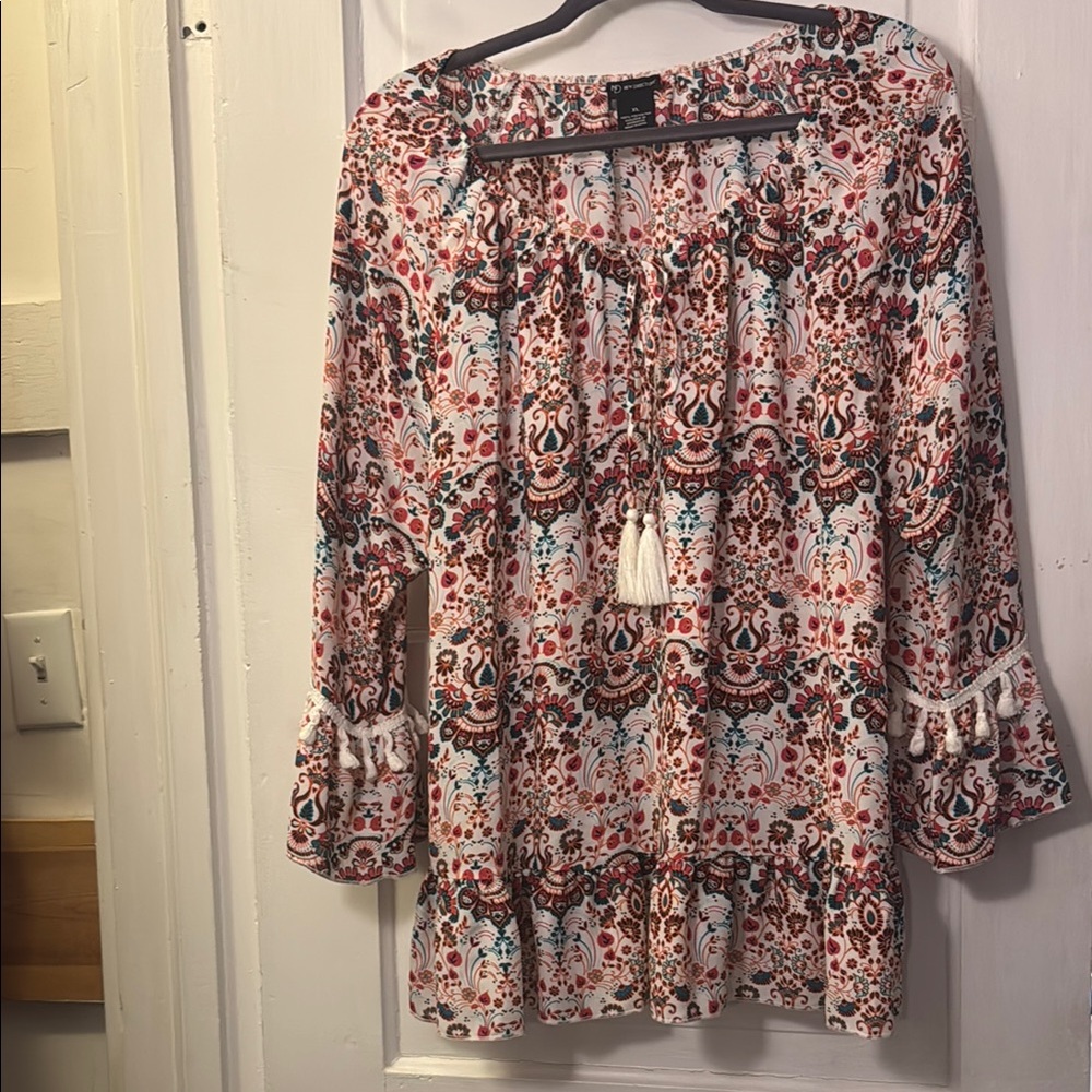 New Directions  Ruffled Bell Sleeve Blouse